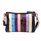 Women Genuine Leather Patchwork Stitching Crossbody Bag