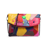 Women Genuine Leather Patchwork Stitching Crossbody Bags