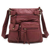 Women Multi-pocket Casual PU Leather Crossbody Bag