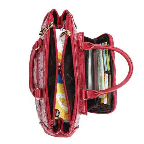 Brenice Women Embossed Handbag Floral Fashion Crossbody Bag