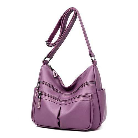 Women Soft Leather Multi-slot Crossbody Bag