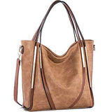 Brenice Women Large Capacity Handbag PU Leather Hardware Tote Shoulder Crossbody Bag