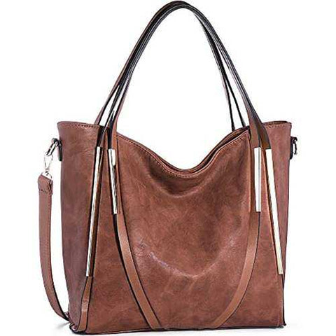 Brenice Women Large Capacity Handbag PU Leather Hardware Tote Shoulder Crossbody Bag