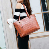 Women Crocodile Pattern Tote Handbag