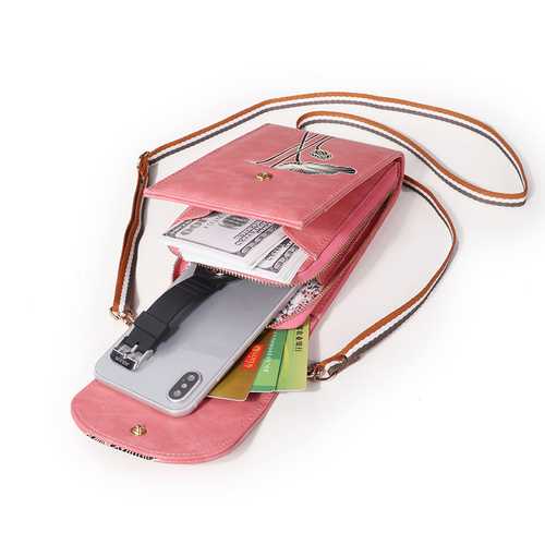 Women Microfiber Hand Painted 6 Card Slot National Phone Bag