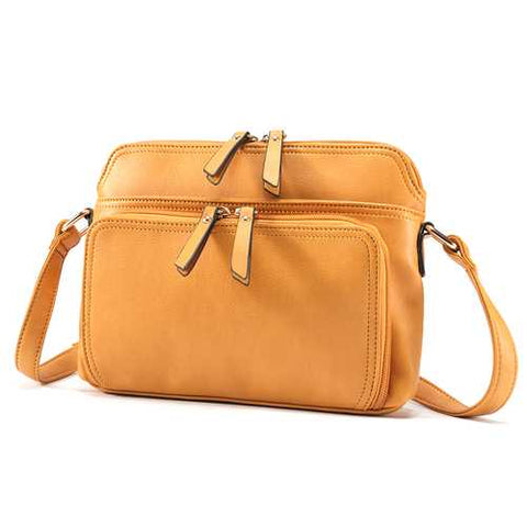 Brenice Women Solid Multi-pocket Faux Leather Crossbody Bag