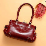 Women Genuine Leather Cowhide Vintage Designer Handbag