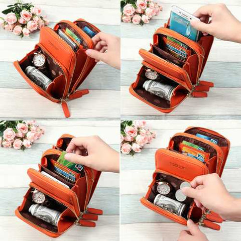 Women Solid Faux leather Clutch Bag Card Bag Phone Bag