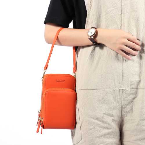 Women Solid Faux leather Clutch Bag Card Bag Phone Bag