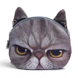 Women Cute Cartoon Cat Head Pattern Shoulder Bag Chain Cross Body Bag
