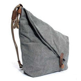 Ekphero Women Men Canvas Crazy Horse Gray Button Shoulder Bags Cowhide Casual Crossbody Bags