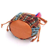 Women Bohemia Canvas Bucket Bags Drawstring Crossbody Bags Shoulder Bags